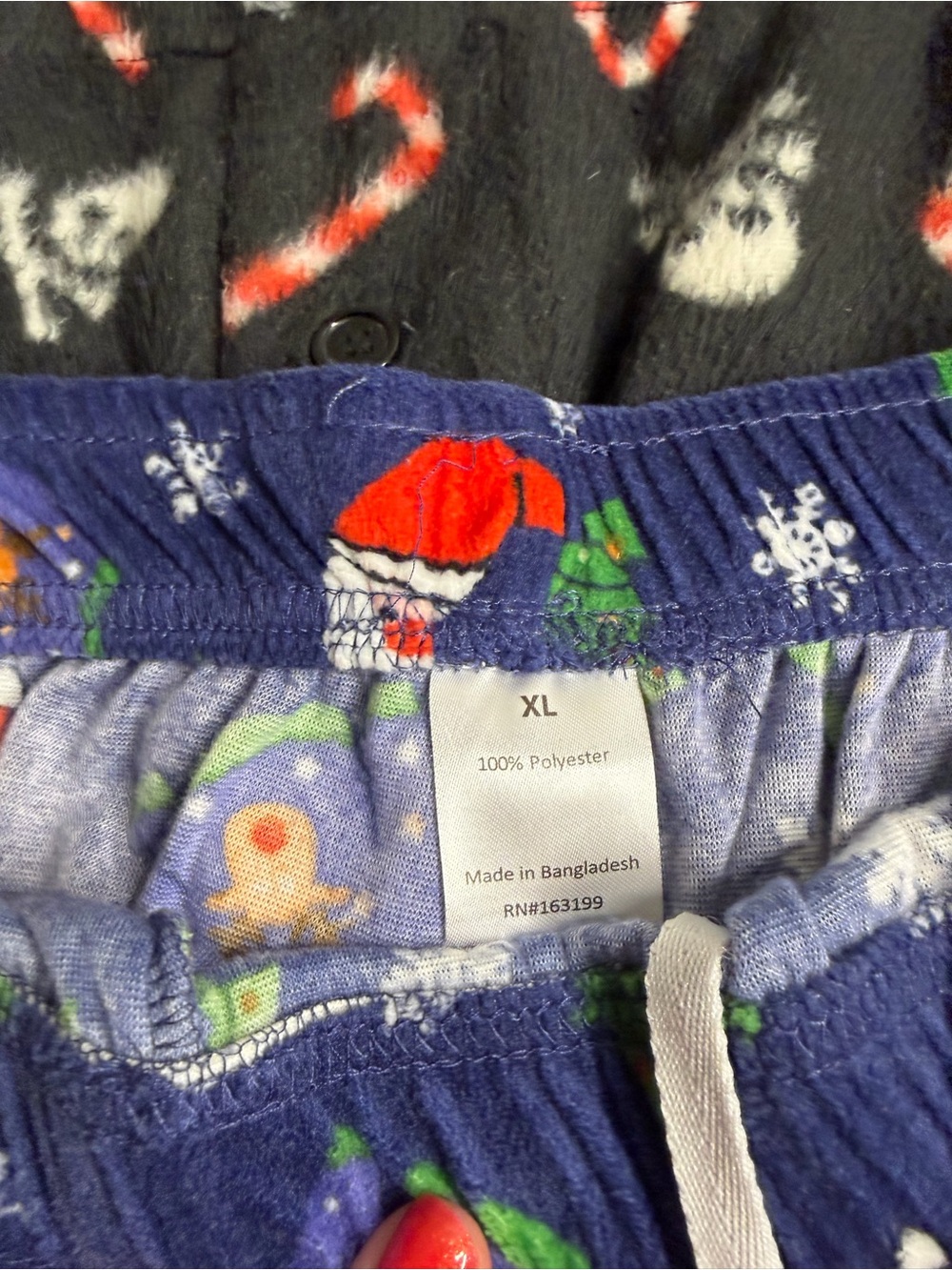 Ada Navy Blue mens Pajama Bottoms with Santa & Snowflake Print 2 pack